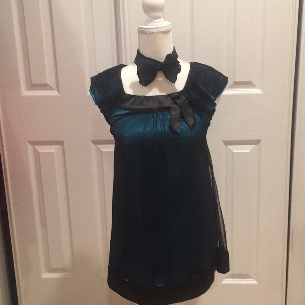 Blue and black blouse